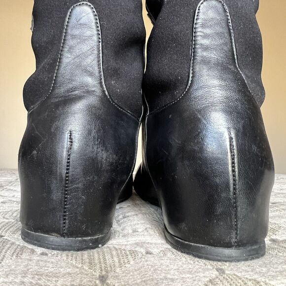 Stuart Weitzman Lander Black Leather Women 6.5 Knee High 5050 Hidden Wedge Boots - Picture 12 of 16